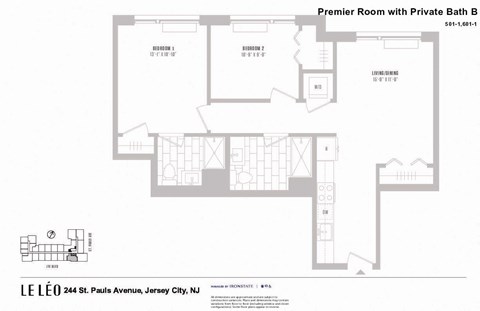 Floor plan for 1 bed, 1 bath, 130 sqft